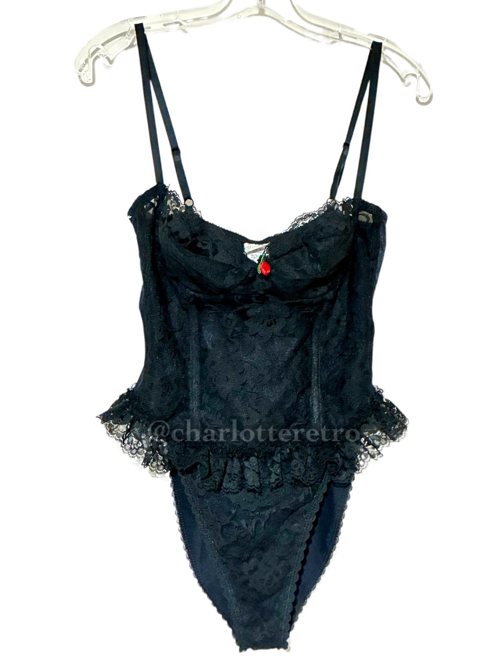80s vtg Shirley of Hollywood Lace Teddy